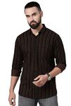 Majestic Man Standard Slim Fit Striped Pure Cotton Casual Shirt (Brown, X-Large, Men)