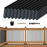 Muzata 50 Pack 26" x3/4" Aluminum Deck Balusters Square Black Deck Railing Stair Porch Staircase Spindles for Wood and Composite Deck, WT12