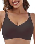 ANFITBOC V Neck Floral Bras for Women Wireless Jelly Strip Bralette for Women T-Shirt Bra No Underwire Adjustable Bra Black