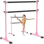 BeneLabel Ballet Barre Freestanding, Portable Ballet Bar 10 Height Adjustable Foam Padded Stretching Dance Bar with Non-Slip Rubber Pads for Girls Kids Adults Home Workout Fitness Yoga,120 x 71cm/Pink