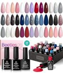 Beetles 20 Pcs Gel Nail Polish Kit, Modern Muse Collection Soak off Nail Gel Polish Nude Gray Nail Polish Pink Blue Glitter Gel Polish Starter Kit with Glossy & Matte Top Coat and Base Coat Christmas