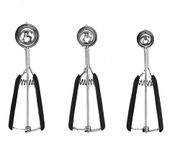 Cookie Scoops for Baking Set of 3, 1 Tbsp/ 2 Tbsp/ 3Tbsp, Ice Cream Scooper with Trigger, Cookie Dough Scoop - Made of 18/8 Stainless Steel