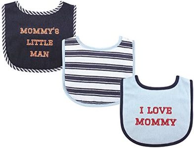 Luvable Friends Unisex Baby Cotton Drooler Bibs with Fiber Filling, Boy Mommy 3-Pack, One Size
