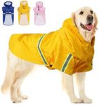 meioro Dog Raincoat Waterproof Hooded Rain Coat,Pet Rain Jacket Reflective Adjustable for Small Medium Large Dogs,Lightweight Puppy Poncho Slicker Outdoor (Yellow, 5XL (Chest 41.3'' Back 33.4''))