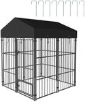 BingoPaw Large Dog Cage Heavy Duty Pet Playpen, Outdoor Garden Metal Dog Pen Crate with Waterproof UV Protection Cover and 8pcs Stakes (127x120x165cm)