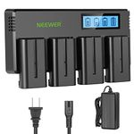 NEEWER 4 Packs 7.4V 2600mAh NP-F550 Replacement Batteries with 4 Channel Battery Charger & Power Adapter, Compatible with NP-F550/750/770/970 FM500H QM71D QM91D, Field Monitor, Video Light