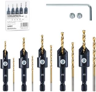 toolant Countersink Drill Bit Set,5Pcs Counter Sink Drill Bit Set for Wood,#4, #6, #8, #10, #12, High-Speed Steel 5 Spare Bits Adjustable for Woodworking and Carpentry, Pilot Screw Hole Set