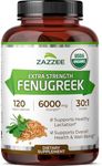 Zazzee USDA Organic Fenugreek 30:1 Extract, 6000 mg Strength, 120 Vegan Capsules, 4 Month Supply, Standardized and Concentrated 30X Extract, 100% Vegetarian, All-Natural and Non-GMO