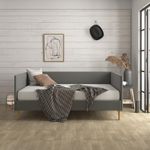 DHP Franklin Mid Century Upholstered Daybed, Queen Size, Grey Linen Bed, Gray