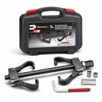 Powerbuilt Coil Spring Compressor Tool Kit, 5 Piece, Straight or Curved Coil Springs, Shock Absorbers, Foreign and Domestic, Storage Case - 648603