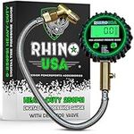 Rhino USA Digital Tire Pressure Gauge (0-250 PSI) - Professional ANSI B40.7 Accurate, Easy Read Glow Dial, Premium Braided Hose - Heavy Duty Air Guage for Truck Tires, Cars, Semi, RV & More!