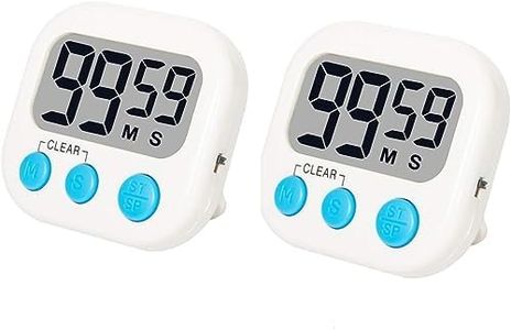Brisica 2 Pack Digital Kitchen Timer, Classroom Timer for Teachers and Kids, Big Digits, Loud Alarm, Magnetic Backing with Stand, ON/OFF Switch, Minute Second Count Up Countdown Timer for Cooking Baking Sports Games Office