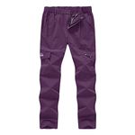 Rdruko Women's Hiking Trousers Waterproof Quick Dry Walking Pants UV Protection with Zipper Pockets Elastic Waist Purple XL