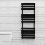 Warmehaus Black 1200 x 450mm Flat Panel Heated Towel Rail with 68mm Pipe Diameter