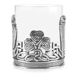 AE Williams Stunning Pewter Irish Celtic Shamrock & Harp Whisky Tumbler Glass