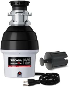 3/4 HP Batch Feed Garbage Disposal, TECASA Stainless Steel Food Waste Grinding System for Kitchen Sink Food Waste, Power Cord Included, Sound Reduction, Grey and Black - HyperCrush 75 BF