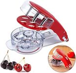 Locisne Revolutionary Cherry Pitter Olive Tool - 6 Cherries Red Remover with Pit and Juice Container