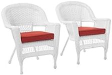 Jeco Wicker Chair with Red Cushion,