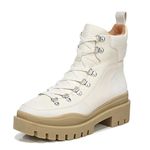 Vionic Jaxen Women's Arch Supportive Combat Boots, Cream Waterproof Leather Texture, 5