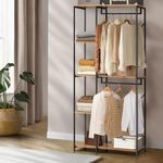 Oikiture Wardrobe Clothes Rack with Storage Shelves Garment Rack