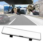 Kitbest Rear View Mirror, 300mm Wide Angle Rearview Mirror Clip on Car Original Mirror, Flat Panoramic Auto Mirror to Eliminate Blind Spot Effectively for Cars SUV Trucks 300 x 79mm White