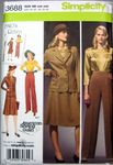 Simplicity American Sewing Guild Pattern 3688 1940's Retro Women's Blouse, Skirt, Pants, Lined Jacket Sizes 20W-28W