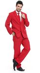 U LOOK UGLY TODAY Men's Party Suit Solid Color Prom Suit for Themed Party Events Clubbing Jacket with Tie Pants, Red-soli, XX-Large