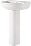 Milano Ballam - Modern White Ceramic Full Pedestal 1 Tap Hole Bathroom Basin Sink - 500mm x 416mm