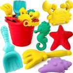 Lubibi Beach Toy Set - Sand Bucket For Kids, Sea Animals Molds, Spade, Rake, Outdoor Toy for Kids Toddlers - Perfect for Spring/Summer Holidays, Great Gift for Kids 3-10 Years old