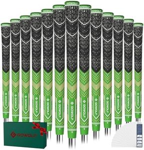 Gowolf Golf Grips Cord Rubber Multi-compound Golf Driver Irons Club 13pcs Golf Grips Colored Top Cover SL02 Pro with Free 15 Tapes (Green, Oversize)