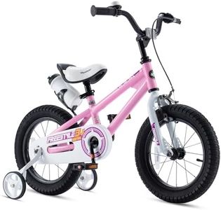 Royalbaby Kids' Bike for Boys and Girls, BMX Freestyle Bike for Kids, 95% Assembled, Front Hand Brake Plus Rear Coaster Brake, 12, 14, 16 and 18 Inch Bike (Pink, 14 Inch with Training Wheels)