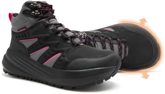 Women's Orthopedic Trekking Hiking Boots: Wide Toe Box Plantar Fasciitis Arch Support Arthritis Orthotic Pain Relief Walking Shoes, Casual Waterproof Travel Standing Ankle Boots Black Size 9.5
