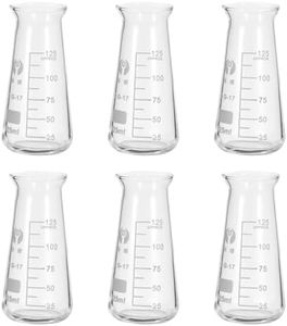 PATIKIL Erlenmeyer Flask, 6 Pcs 125ml 4.13oz Narrow Mouth Graduated Flasks Borosilicate Glass with Printed Graduation for Lab Experiment Chemistry Science Study