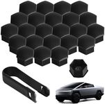 24PCS Lug Nut Covers Caps for Tesla Cybertruck Model Y Model 3, 21MM Waterproof Hub Screw Caps with Removal Tool, Matte Black