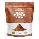 Organic Cacao Powder 1 Kg. Peruvian, Natural and Pure. Made in Peru from The Theobroma Cacao Plant. Produced from Raw Cacao Beans. Source of Magnesium, Manganese and Phosphorus.