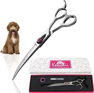 Kenchii Dog Grooming Scissors | 7 Inch Shears | Curved Scissors for Dog Grooming | Love Collection Dog Shears | Pet Grooming Accessories | Pet Hair Trimming Scissor