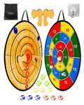 JstFrU Foam Axe Throwing Game Set,26 inch Large Dart Board,Indoor Outdoor Target Game,Includes a 26 Inch Double-Sided Easy Fold Target,2 Foam Axes,12 Sticky Balls,a Carry Bag,2 Hooks