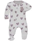 ZIPPYJAMZ – Organic Zipper Sleeper | Footed Onesies Baby Zipper Pajamas with Inseam Zipper - Stole My Heart (0-3 Mos)