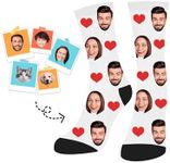 Byxhuc Custom Socks with Heart, Custom Face Socks Print Your Picture, Personalized Gifts for Men, Face on Socks, White, Medium