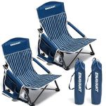 ENAVANT Portable Folding Beach Chair: Compact Lawn Chair, Chaise de Plage with a Cup Holder and Included Carry Bag