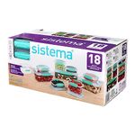 Sistema 18-Piece Food Storage Containers with Lids for Lunch, Meal Prep, and Leftovers, Dishwasher Safe, Clear/Blue