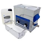 Allendale Ultrasonics 6L Industrial Ultrasonic Cleaner Kit with Dial Tank, Carburettor and Machine Parts Cleaner and Basket - Heated Pro Bath - 40KHz