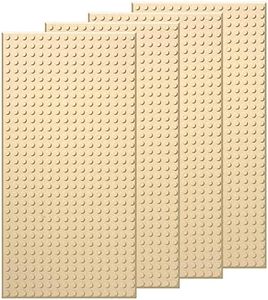 EKIND 4 PCS Classic 5" x 10" Building Baseplates, Compatible with Major Brands Toy Bricks, Encourage Logic & Creativity Through Play, Ideal STEM Activities for Children (Sand)