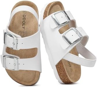 ODOLY Kids Cork Footbed Slides Sandals Adjustable Buckle Summer Shoes