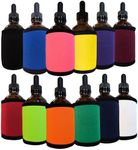 TahoeBay Dropper Bottle Sleeves (12-pack) Thick Neoprene Protector for Tincture Glass Bottles with Eye Droppers for 1oz, 2oz, 4oz Essential Oils (2oz Primary Colors)