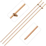 Gisafai 3 Pcs Grounding Rod 4 ft Portable Electrical Copper Grounding Rod with Clamp for Electric Fences Satellite Dishes Generator Grounding Earthing (Gold)