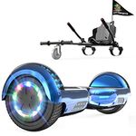 GeekMe Hoverboards 6.5" with seat,Hoverboards with hoverkart，Hoverbaords seat go kart，Hoverboards LED Lights-Bluetooth Speaker-Flashing Wheels, Gift for Children