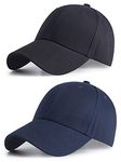 Effnny 2 Pack Full Cotton Casual Hats Baseball Caps for Men Women Four Seasons (Large, 2 Pack Black/Blue)