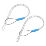 MECCANIXITY Cable Pulling Grip for 4-6mm Cable(Blue) 22cm,0.72FT Wire Mesh Puller Socks Grip Single Head Galvanizing Steel Wire Grips Net Cover Smooth,2 Pcs