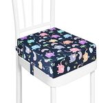 Toddler Booster Seat for Dining Table, Washable Thick Strong Support Portable Booster Chair for Toddlers Eating, Easy Cleaning Booster Seat Cushion Detachable with Fix Straps (Colored Elephant)